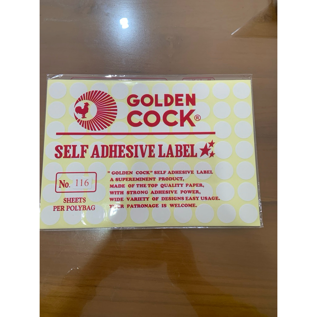

GOLDEN COCK Label No. 116 - Self Adhesive Label 116 - Sticker Bulat 19mm