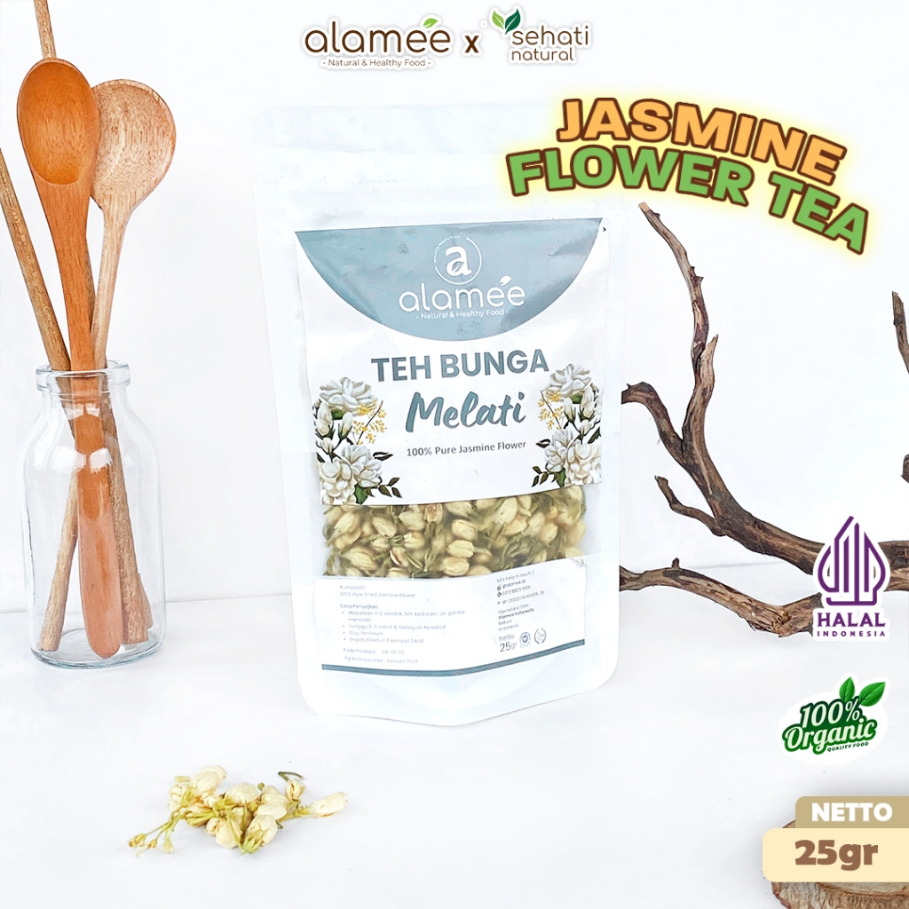 

ALAMEE Teh Bunga Jasmine Tea Flower Melati Organik Jasmin Herbal Kering Dried Siap Seduh Minum 25gr
