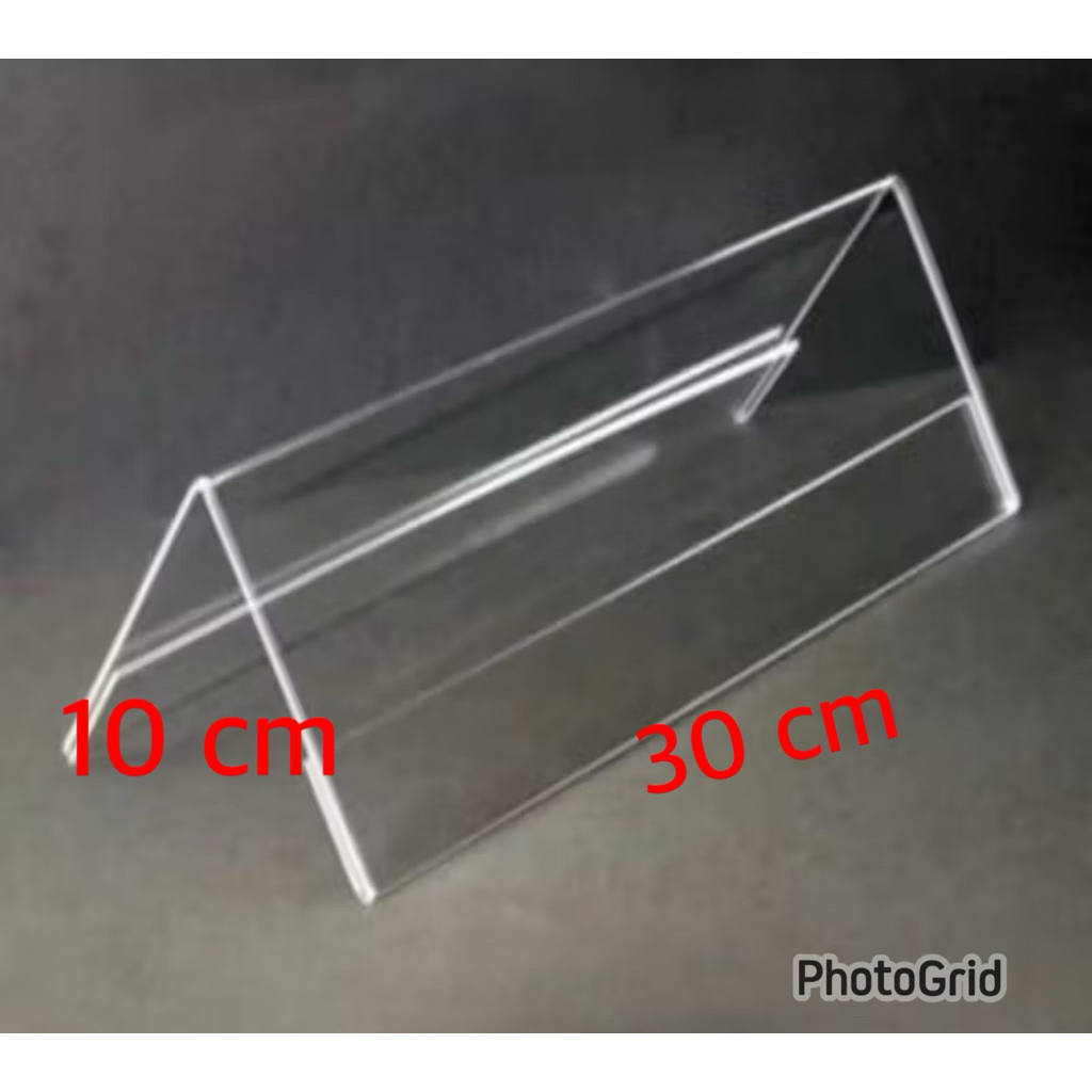 

Akrilik reserved segitiga selipan kertas promosi 2mm uk T 10 cm x P 30 cm