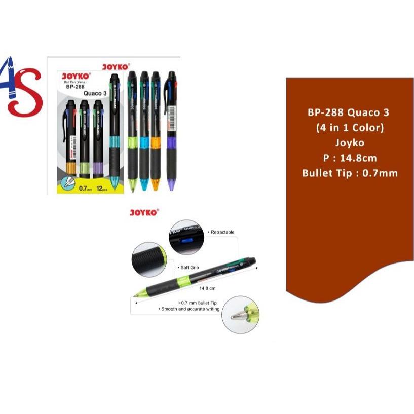 

Ball Pen Pulpen Pena Joyko BP-288 Quaco 3 4 Warna