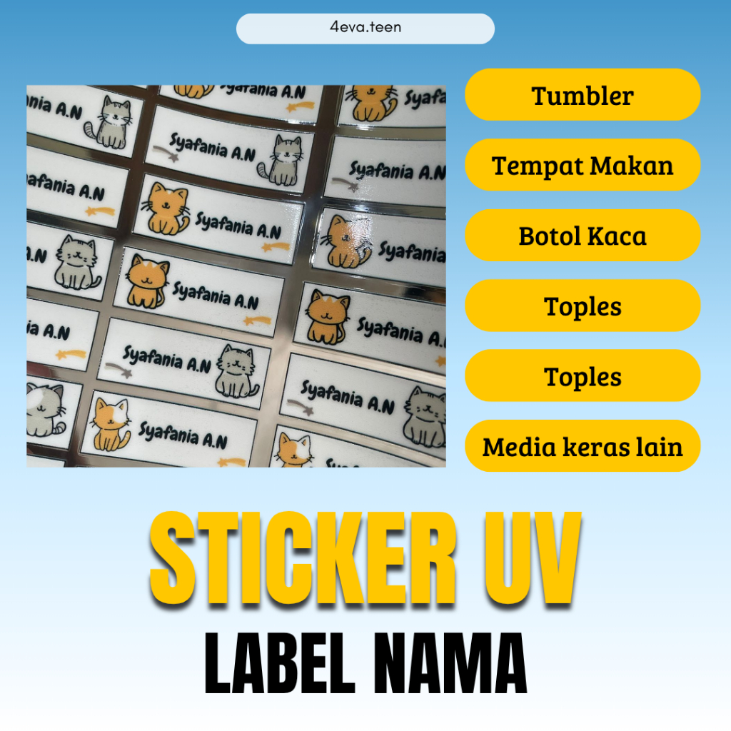 

2 - Sticker DTF UV Custom Label Nama isi 30pcs Stiker Barang Toples Pulpen Meja Tumbler
