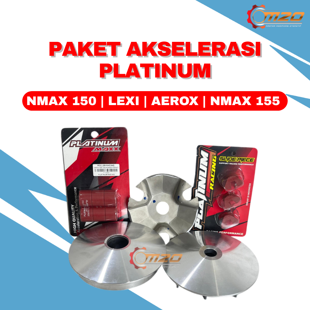 Paket Akselerasi Upgrade CVT NMAX AEROX LEXI Full Platinum (Pulley Set Bubut, Roller Platinum, Rampl