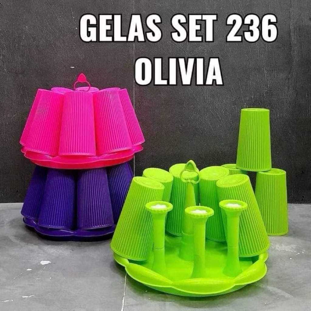 Set Stand Gelas + Gelas 6Pcs