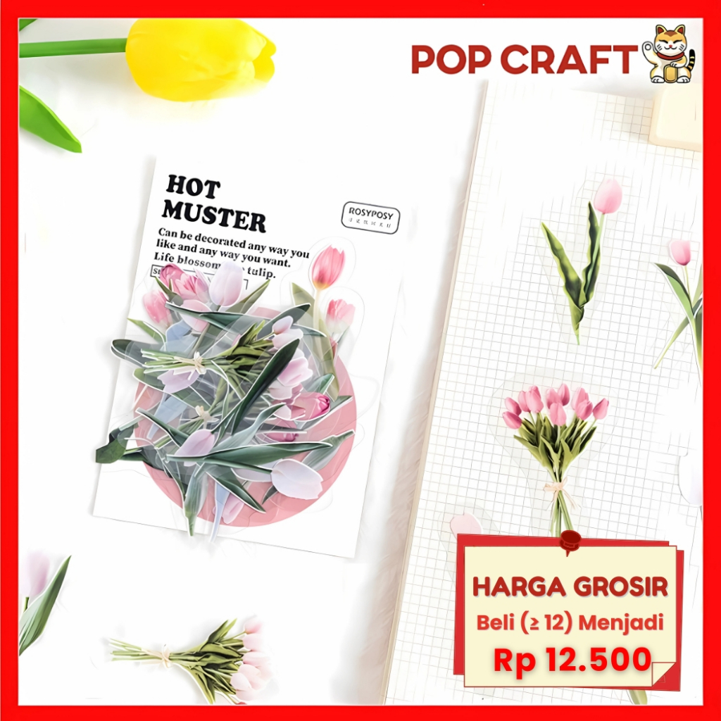 

PC ROSYPOSY Stiker PET FLOWER Sticker Decor Planner DIY Scrapbook Bunga Stiker Dekor Stiker - RP02