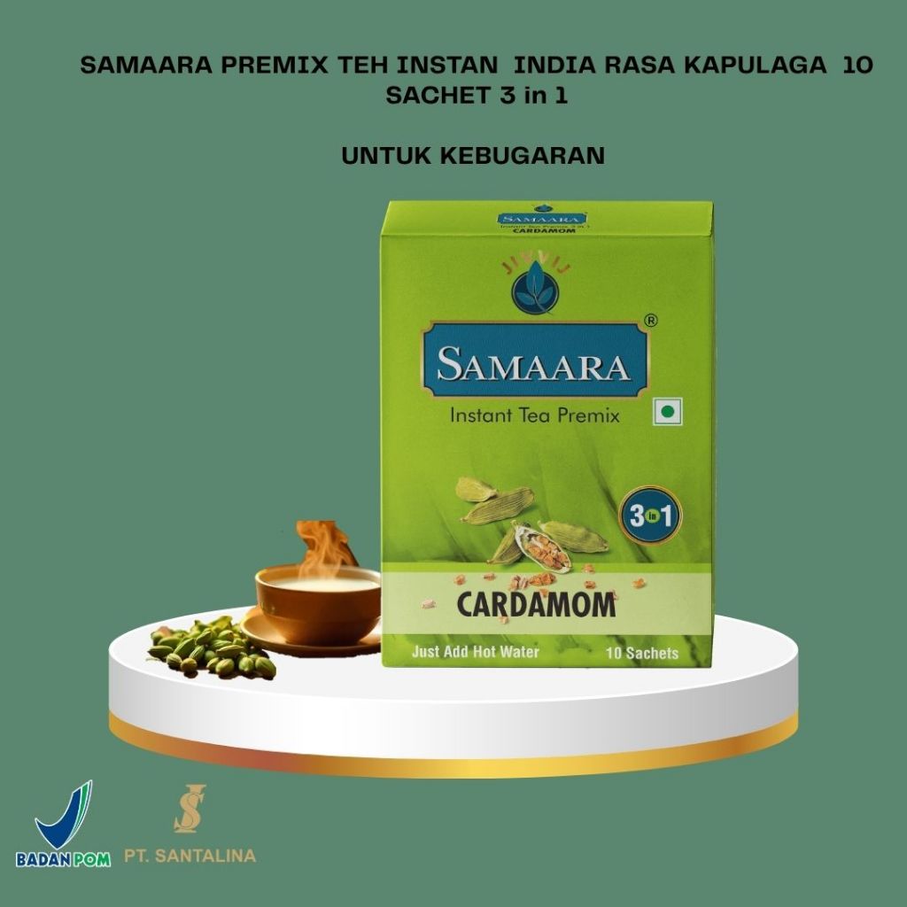 

SAMAARA PREMIX TEH INSTAN INDIA RASA KAPULAGA 10 SACHET 3 in 1 UNTUK KEBUGARAN