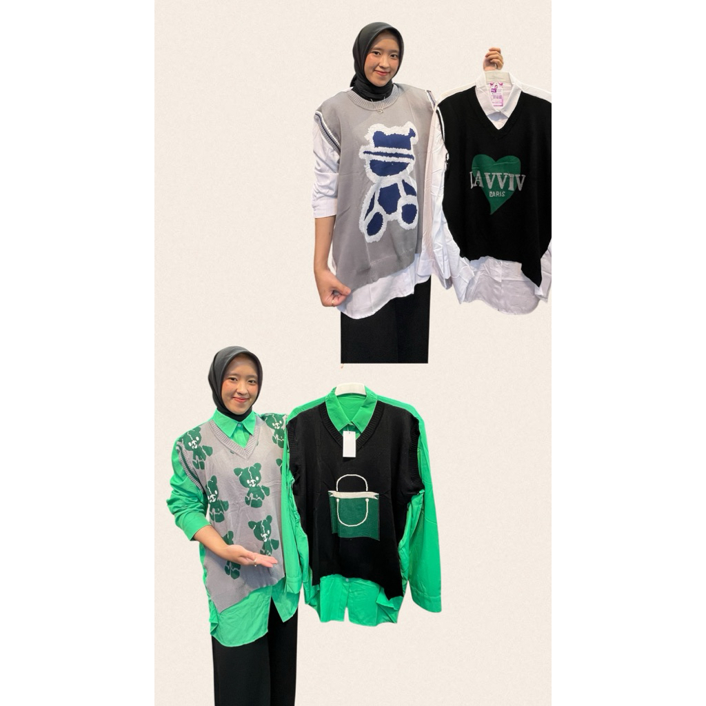 Kemeja Mix Rajut import premium wanita