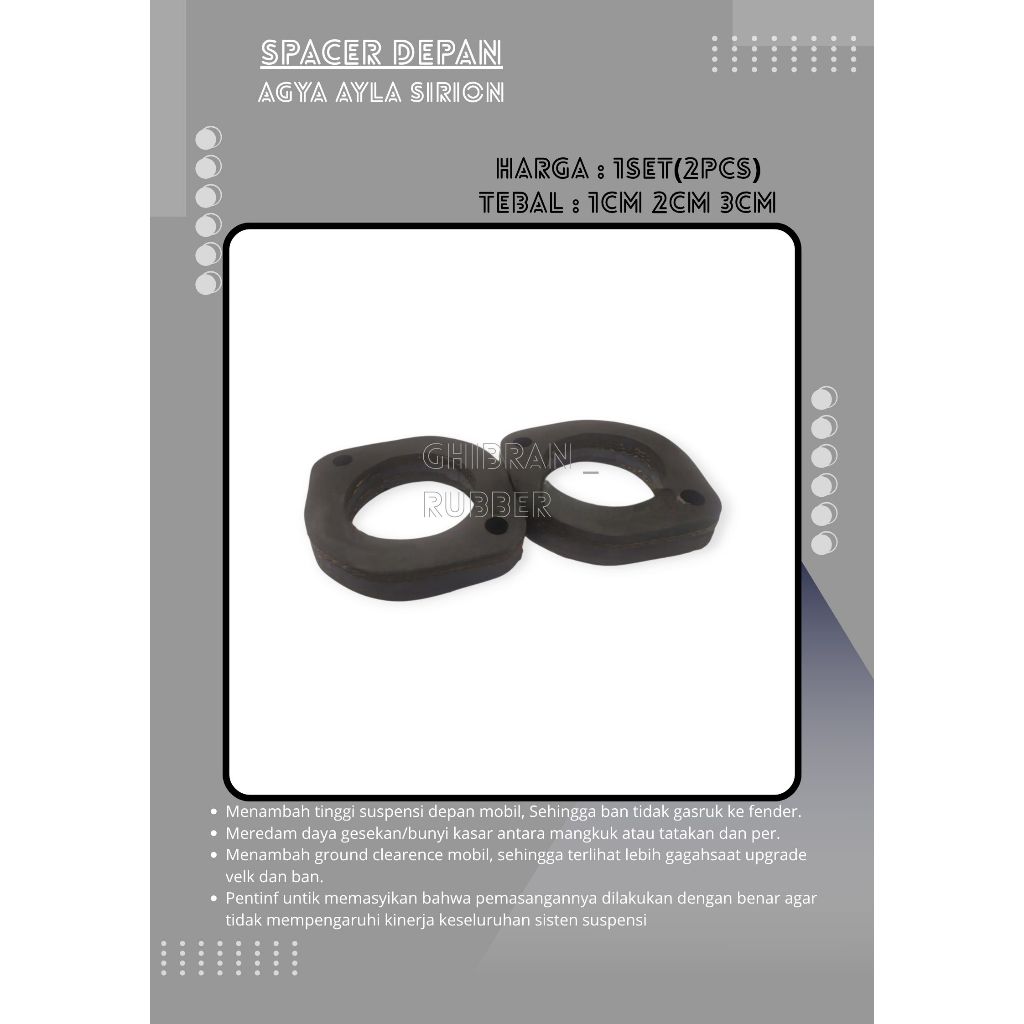 Karet Spacer Tatakan Peninggi Support Shock Depan Ayla Agya Sirion