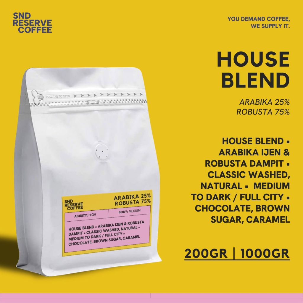 

Biji Kopi 75% Robusta 25% Arabica Commercial Espresso Blend Roast Beans 1kg by SND Reserve