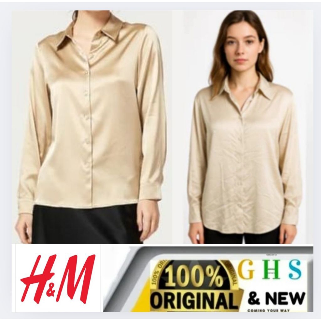 KEMEJA ATASAN SATIN SILK H*M KEMEJA KANTOR KEMEJA  KERJA