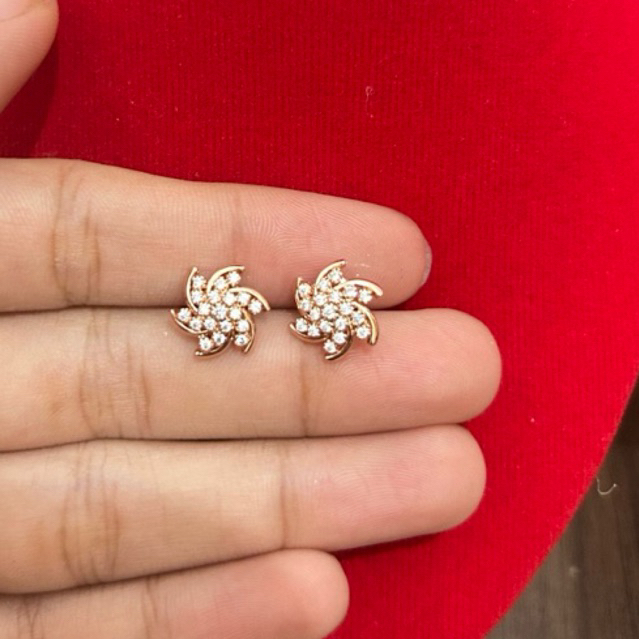 anting kipas  rosegold replika berlian medan persis seperti asli cantik bisa pakai harian cocok paka
