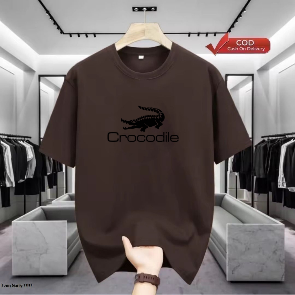 ￼【Kaos Distro Pria】Baju Kaos Pria & Wanita Lengan Pendek / Baju Kaos buaya  Logo hitam / Baju Kaos D