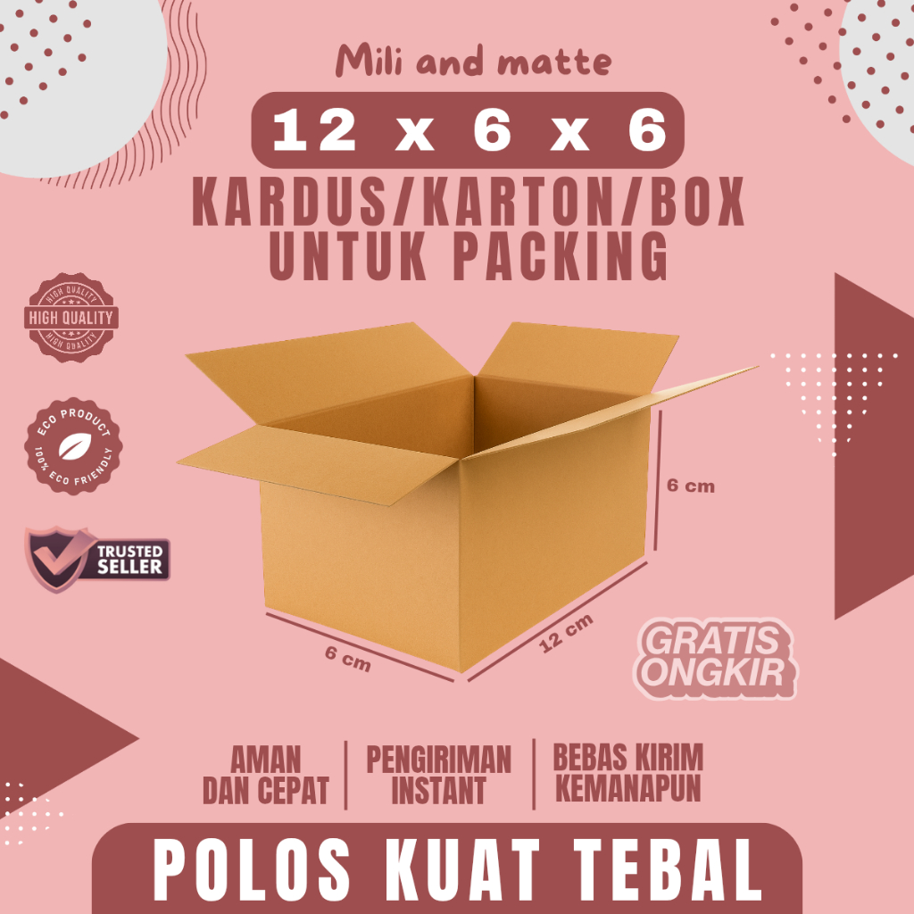 

Kardus Packing Ukuran 12x6x6 Polos Box Cogurated tebal kuat