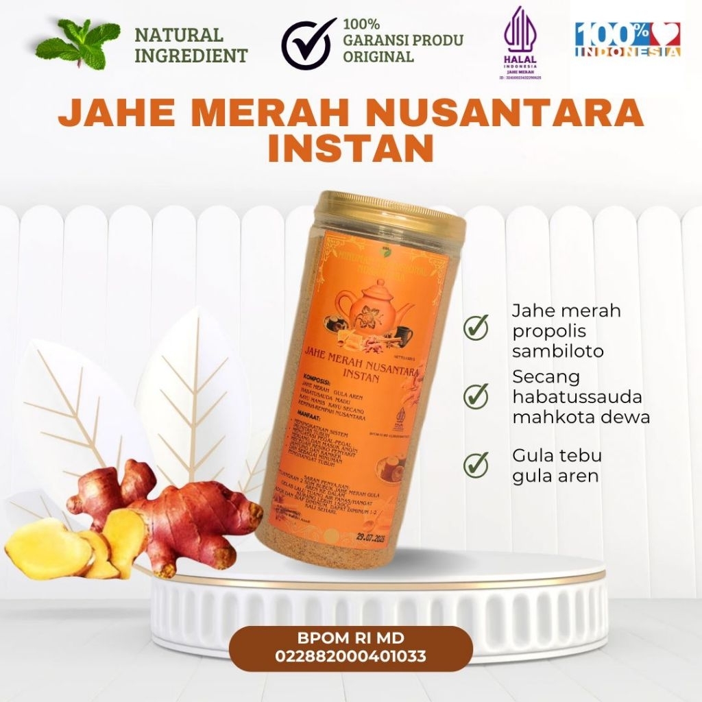 

JAHE MERAH GULA AREN NUSANTARA INSTAN 1000 GRAM PREMIUM SERBUK BUBUK