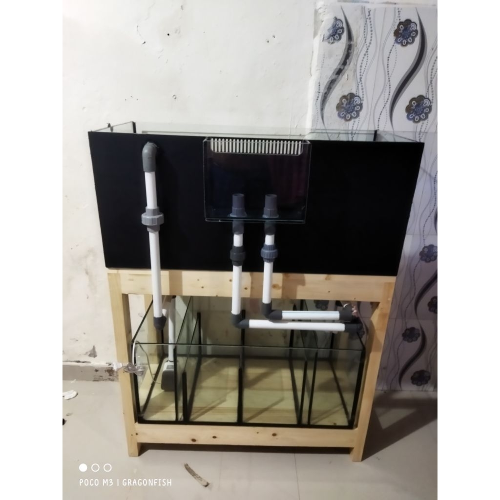 aquarium box overflow 80cm set meja