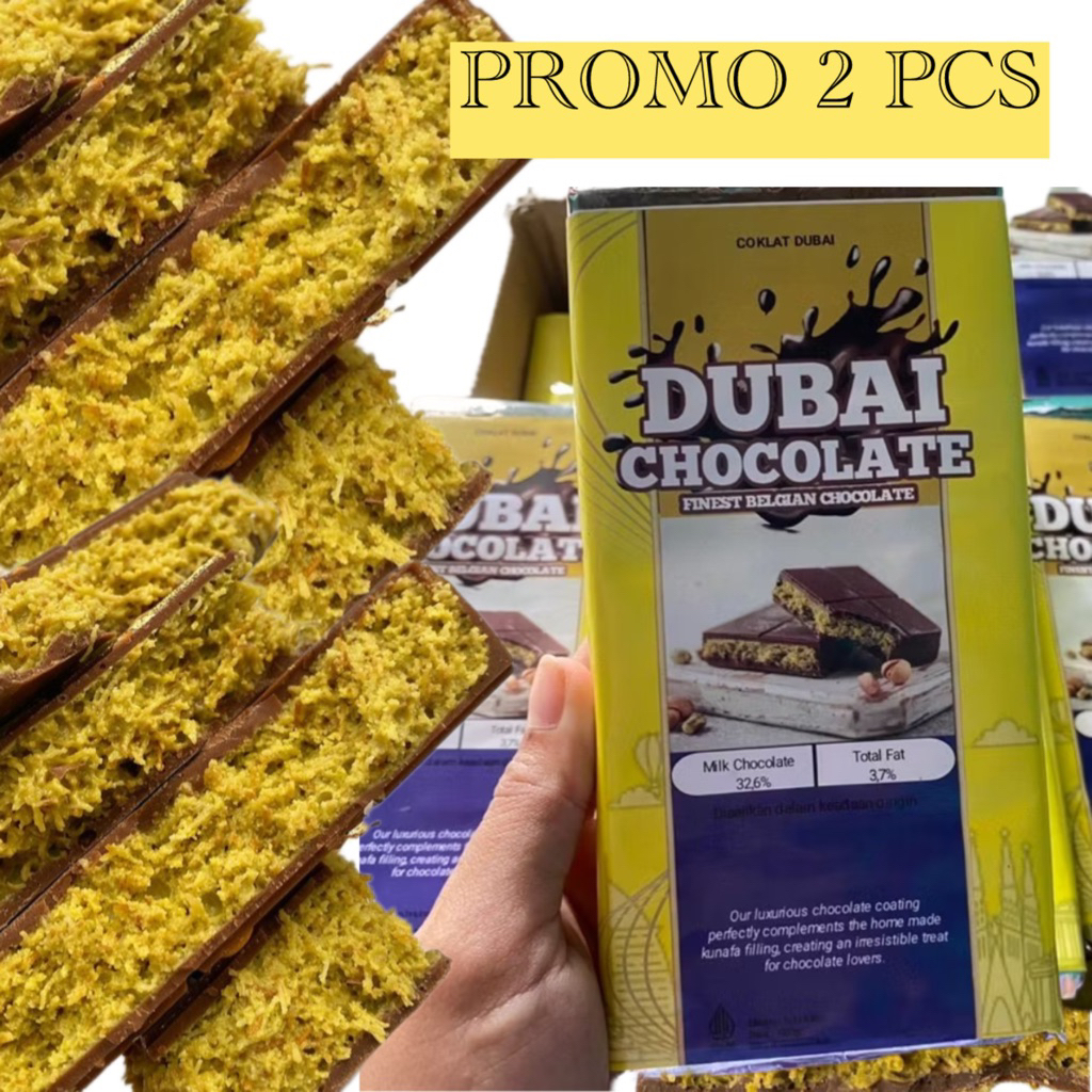 

PAKET HEMAT ISI 2, COKLAT DUBAI PISTACHIO KUNAFE Berat 250gr Viral Dark Chocolate Original