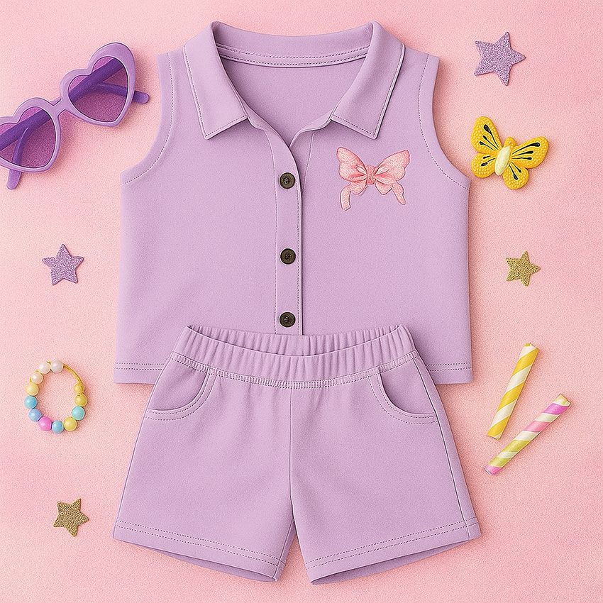 ZoeyMFG Setelan Anak Baju dan Celana Wanita Pink Kupu-kupu