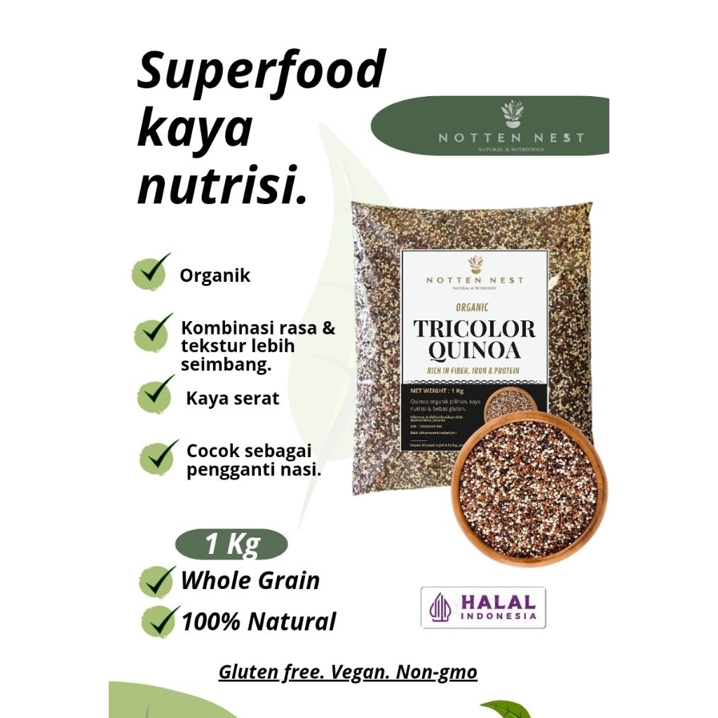 

Tricolor Quinoa 1 Kg | Campuran White Red Black | Superfood Premium Bergizi