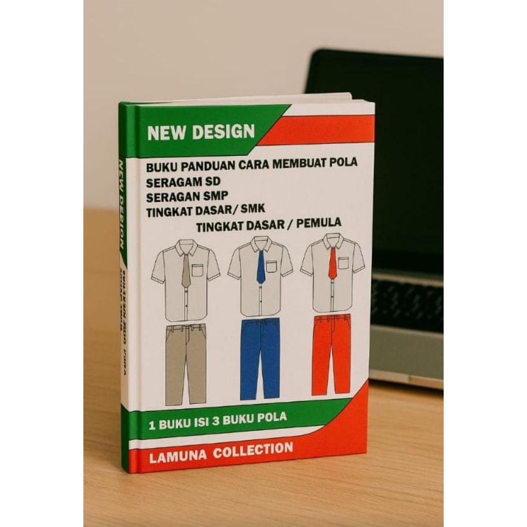 buku panduan cara membuat pola baju seragam SD SMP dan SMA)smk