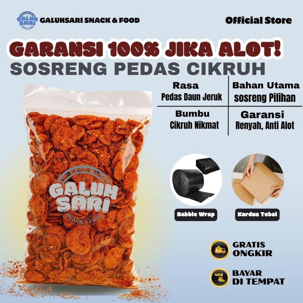 

Galuhsari - Sosreng Sosis Goreng Sultan Bandung Kiloan Kriuk Renyah Rasa Pedas Daun Jeruk Nikmat