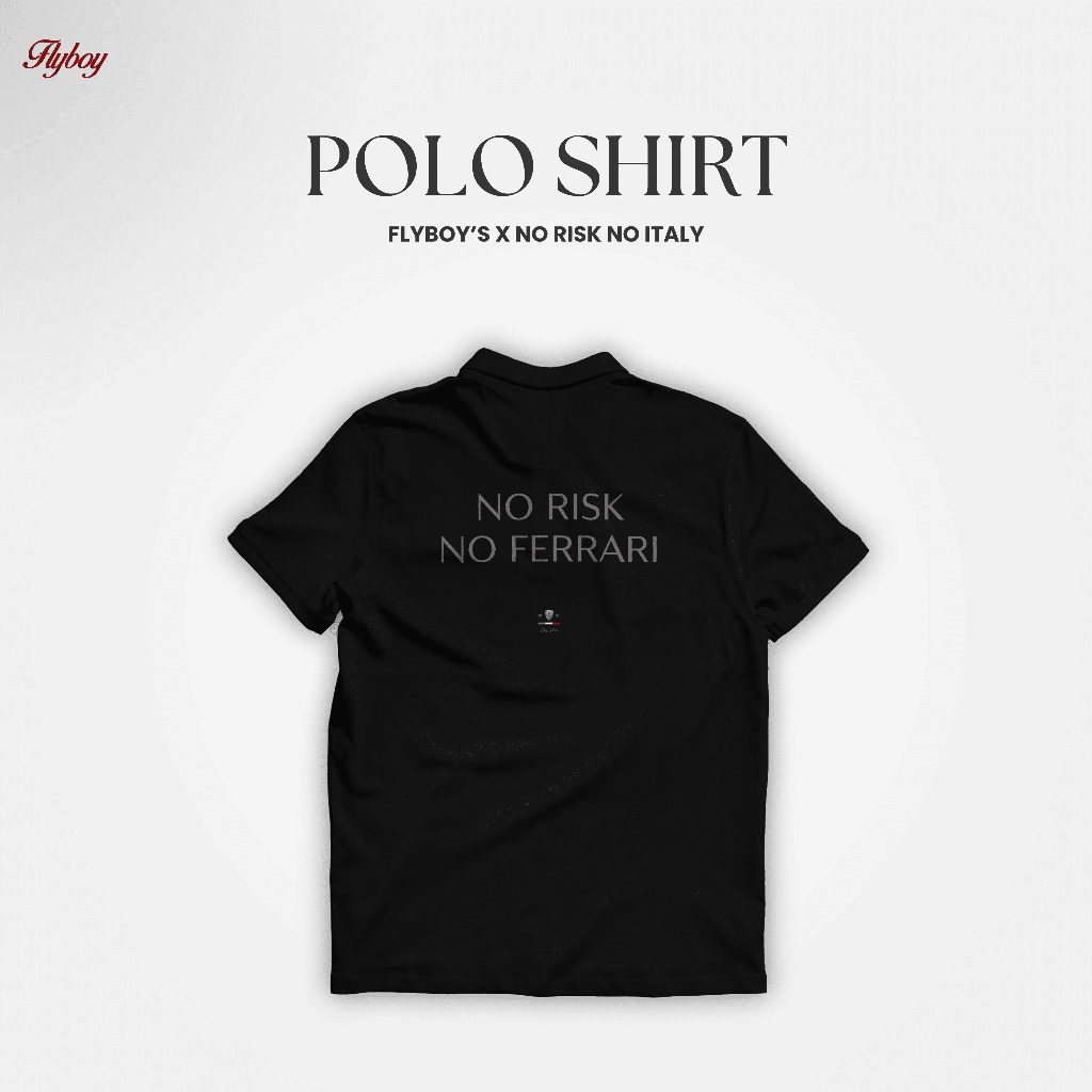 POLO SHIRT FLYBOY - NO RISK NO ITALY BLACK & WHITE