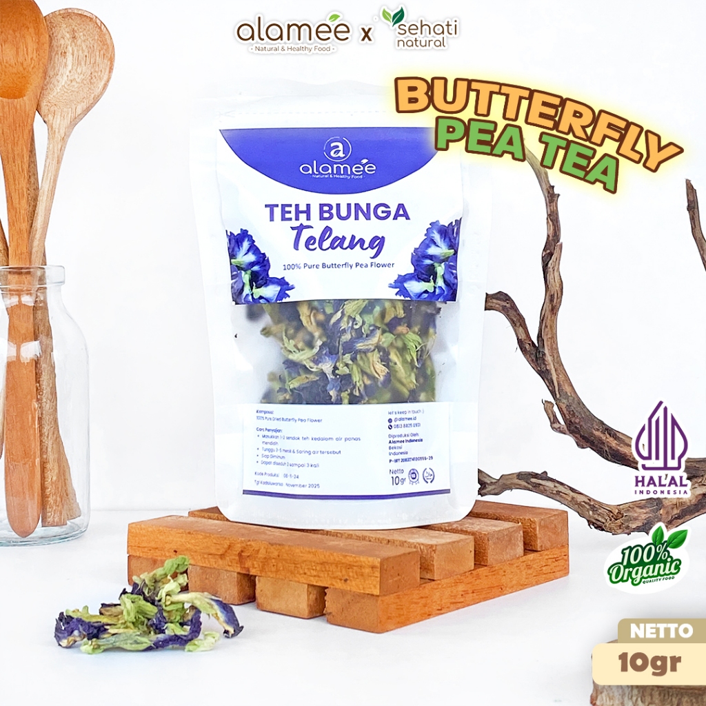 

ALAMEE Teh Bunga Telang Kering Butterfly Pea Tea Teh Herbal Organik Alami Siap Seduh Minum 10gr