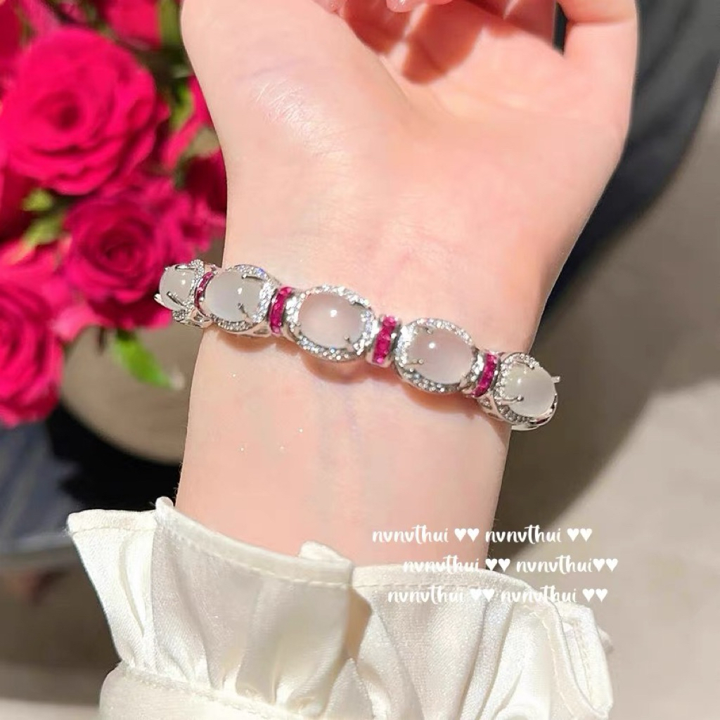 【100% Giok Asli 】Gelang Bangle Couple Wanita Bracelet Beads Pria Wedding Daily Pasangan Cowok Serut 