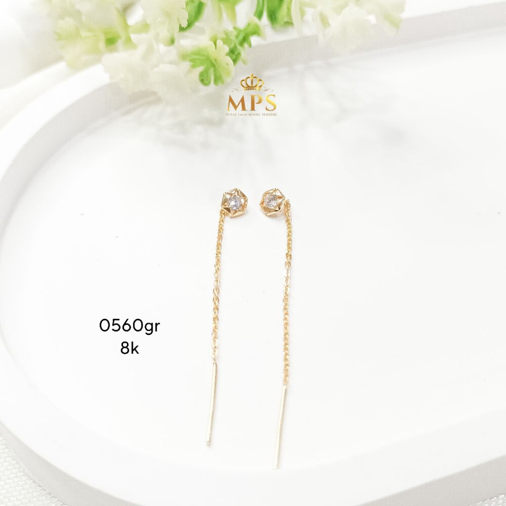 puterasokaraja NEW COLLECTION ANTING GIWANG TLUSUP RANTAI EMAS ASLI KADAR 8K/375% TOKO EMAS PUTERA S