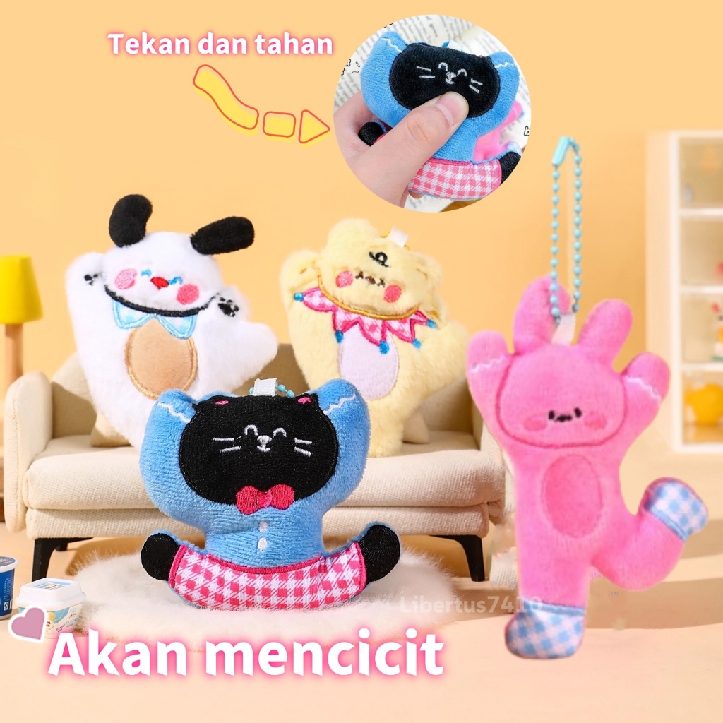 【Bunyi✨ 】Kreatif Gantungan Kunci Boneka Lucu Gantungan Kunci Boneka Kucing Fluffy Bunyi Lucu Gantung