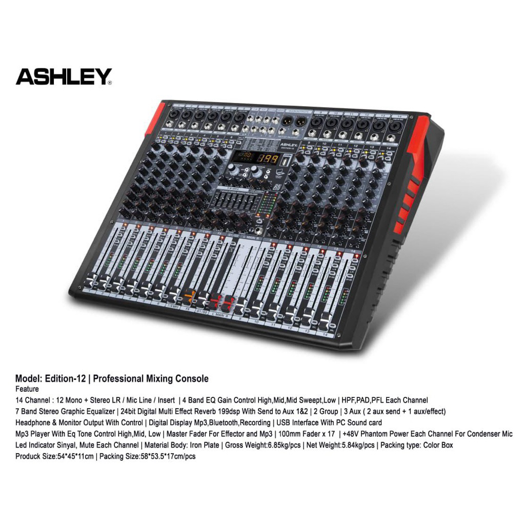 Mixer Audio ASHLEY 12EDITION 12 EDITION 12 Chanel USB MP3 Bluetooth