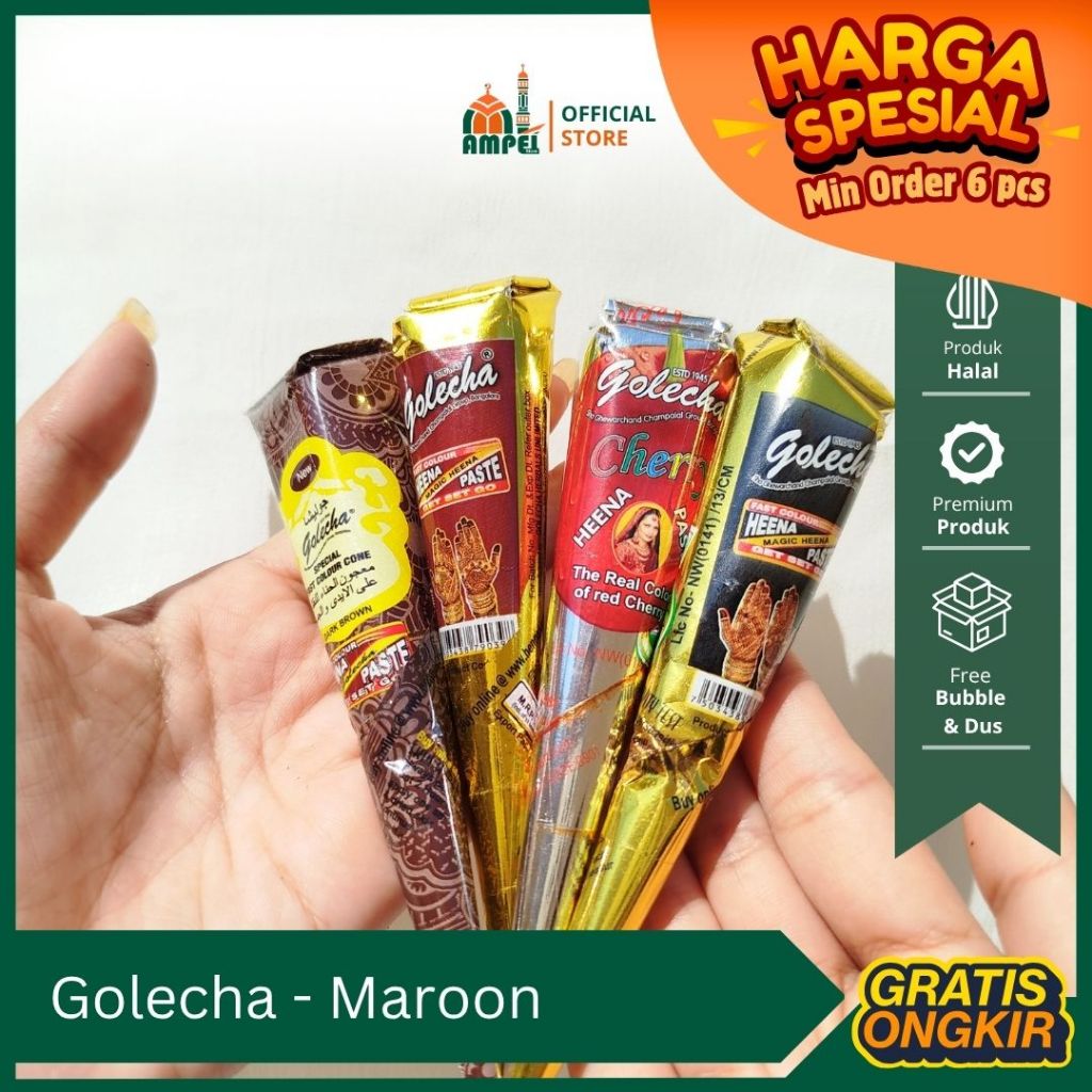 Henna Golecha Maroon Min Order 6 Pcs Henna Neha Halal Sah Untuk Sholat