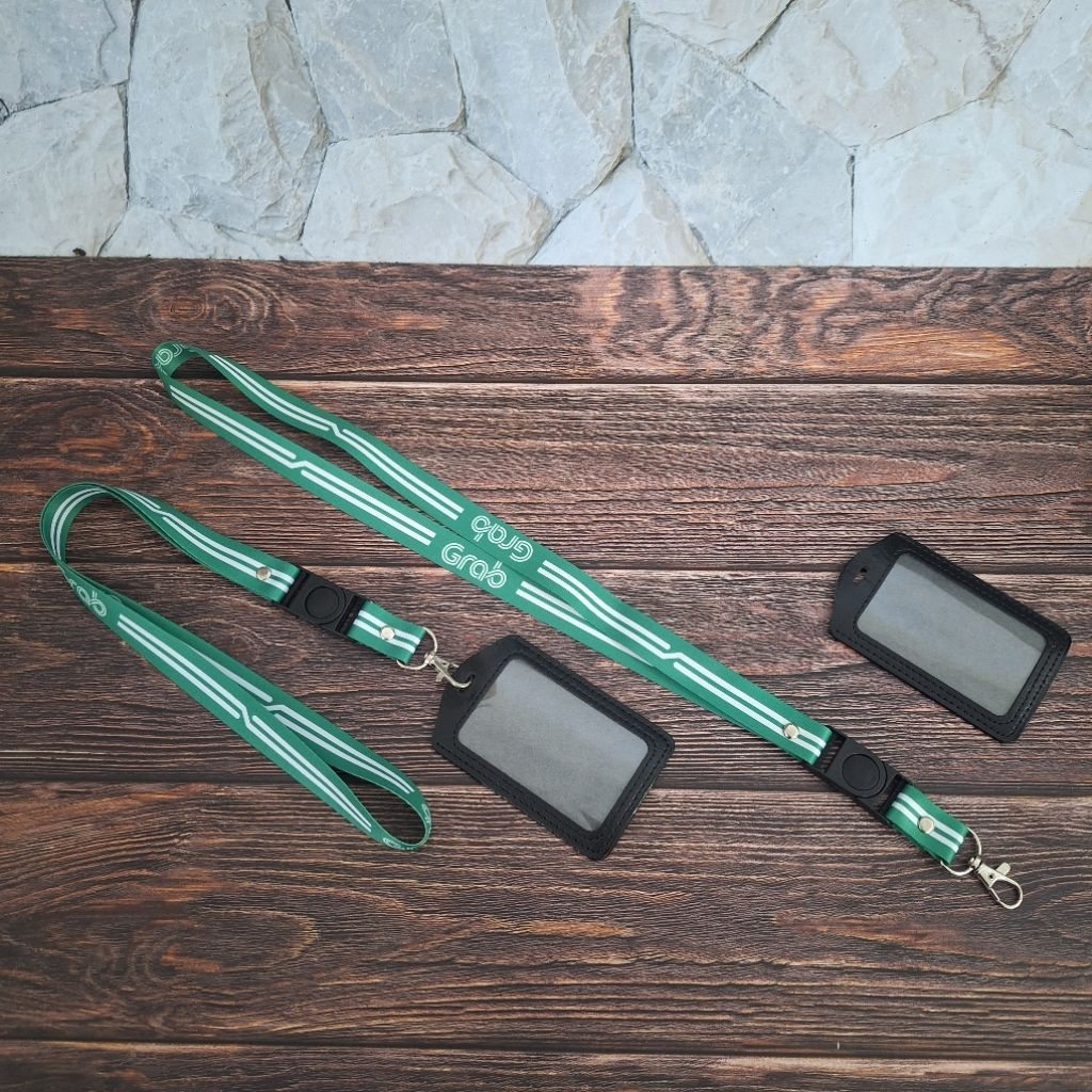 

TALI ID CARD LANYARD GRAB + HOLDER sama KLIP HP (BISA SATUAN) | READY STOK buat gantungan hp