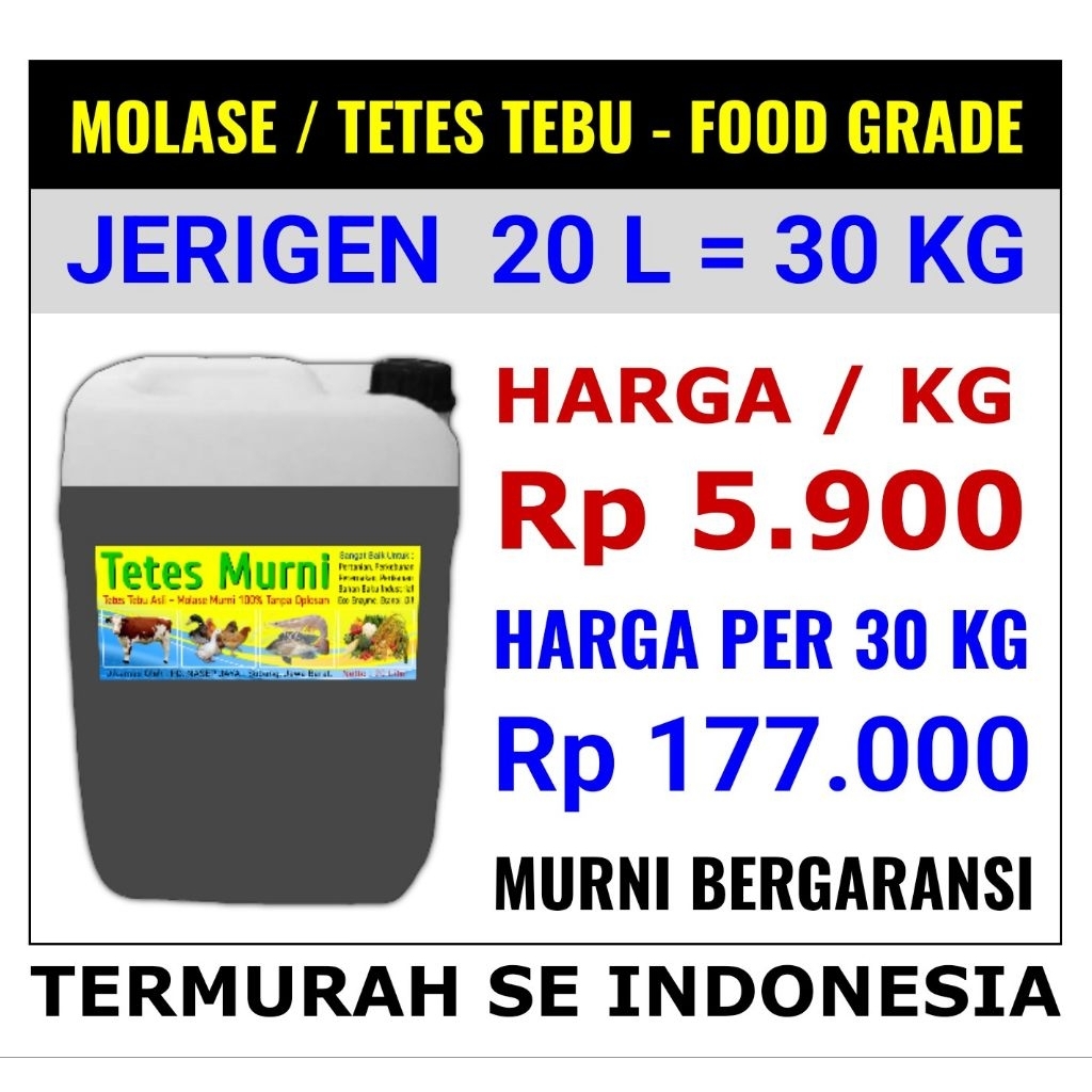 

Harga Per 30 kg Molasses Food Grade | Tetes Tebu | Molases | Molase Asli Murni 100% Tanpa Oplosan - BERGARANSI