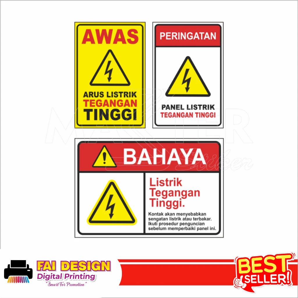 

Stiker Peringatan Awas Listrik Tegangan Tinggi, Sticker Vinyl, Tahan Air, Murah