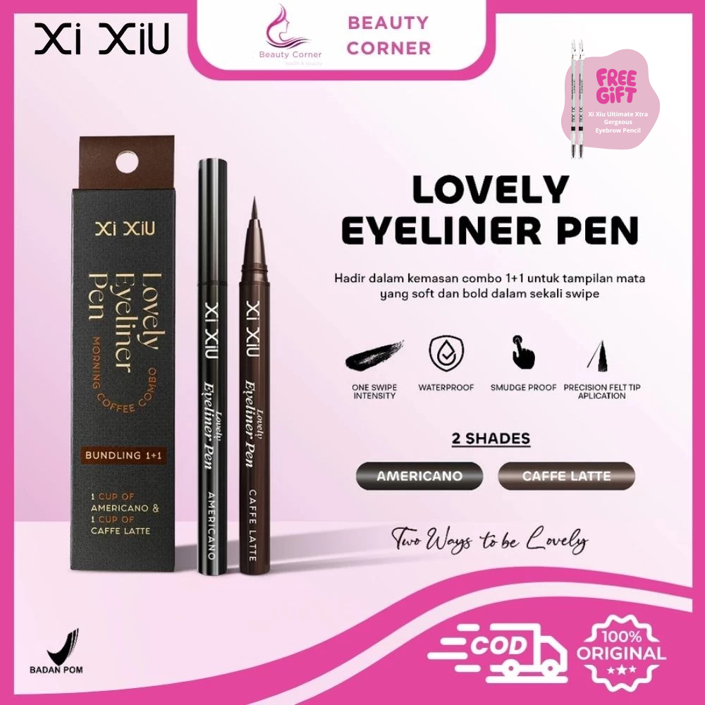 Xi XiU Lovely Eyeliner Pen Morning Coffe Combo | Waterproof Smudgeproof | Bundling 2in1 - Americano 