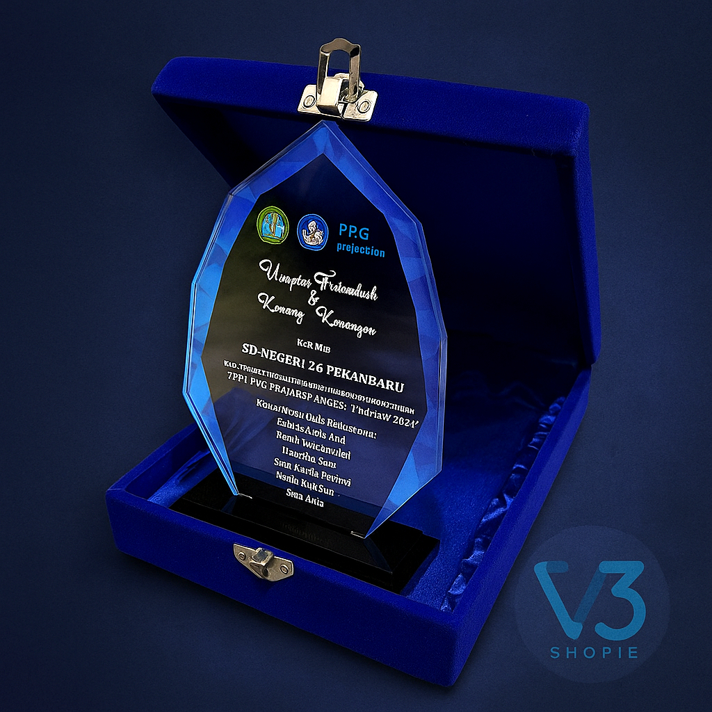 Plakat Custom Akrilik Ukir + Box – Plakat Penghargaan, Wisuda, Perpisahan