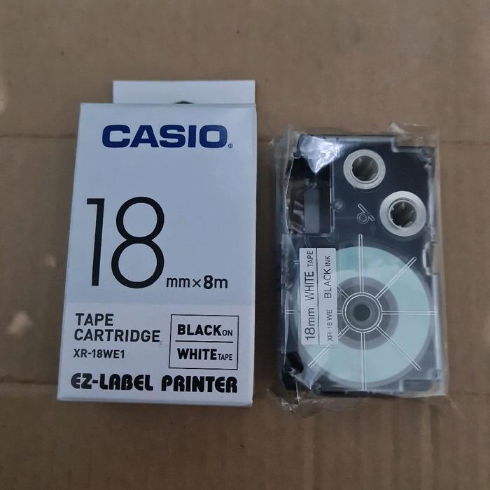 

CASIO TAPE CARTRIDGE XR-18WE1 BLACK on WHITE tape 18mmx8m EZ-LABEL PRINTER
