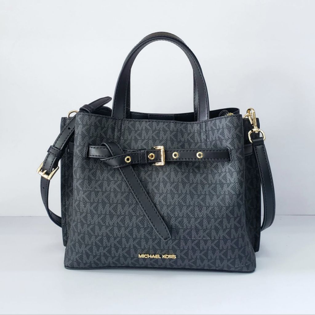 MK Emilia Small Satchel Signature  Black n