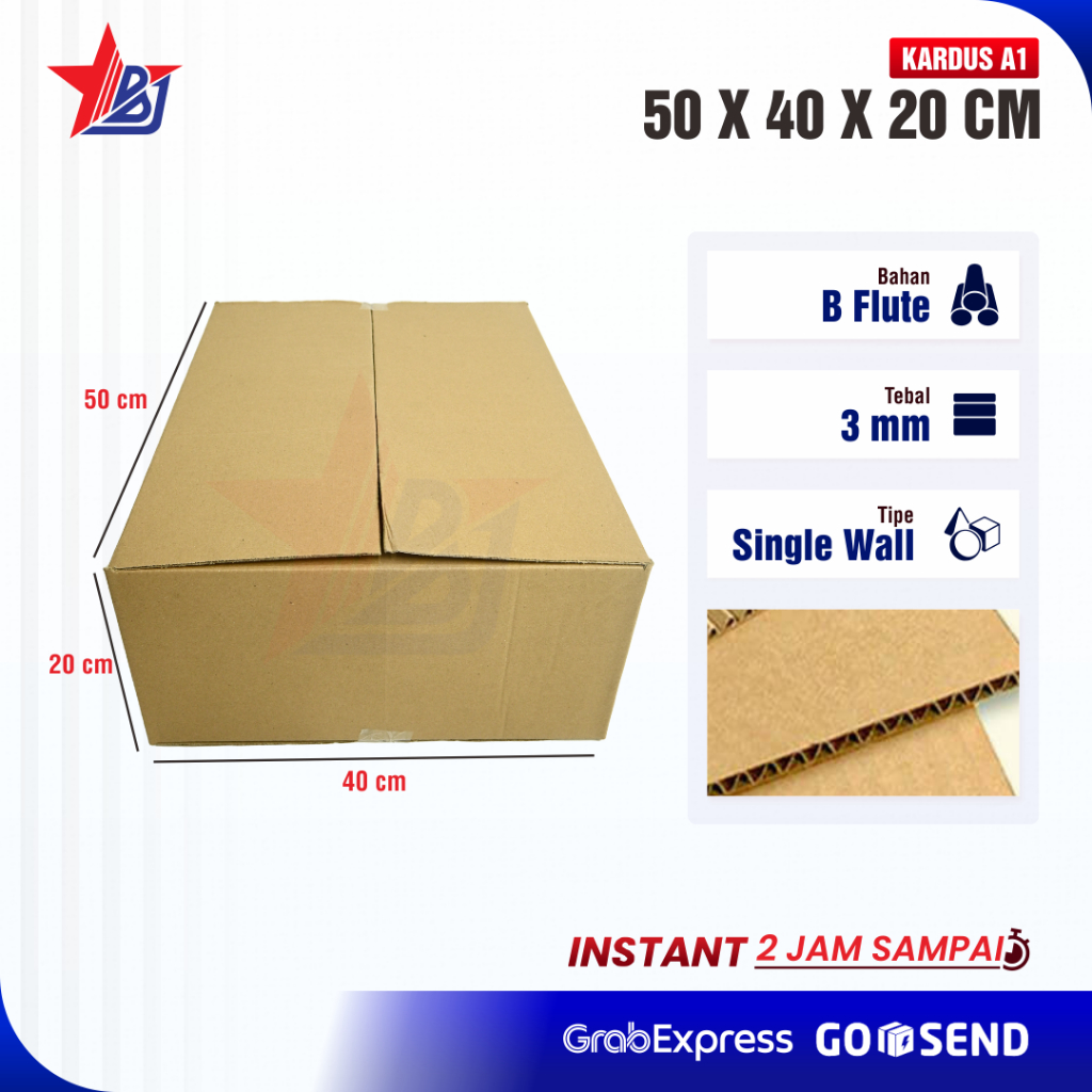 Box/Jumbo/Pindahan/Packing/Besar/Polos/Kost/Rumah/Sip/Kardus 50 x 40 x 20cm (50x40x20 cm)