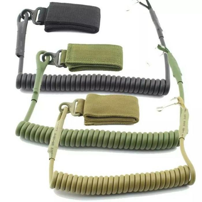 

sling spiral lanyard original bahan nylon warna hitam dan tan