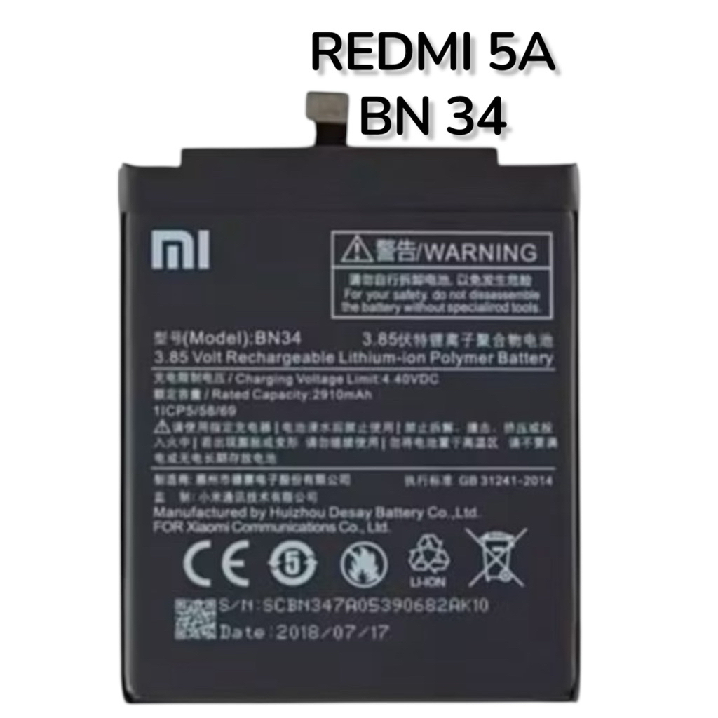 Baterai Xiomi Redmi BN-34 BN34 baterai battery xiomi redmi 5a BN34 Original