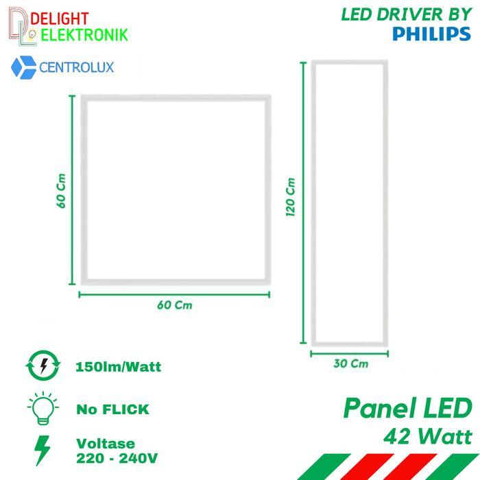Lampu Panel LED Centrolux Driver By Philips Certadrive Inbow 42W Watt 120x30 60x60