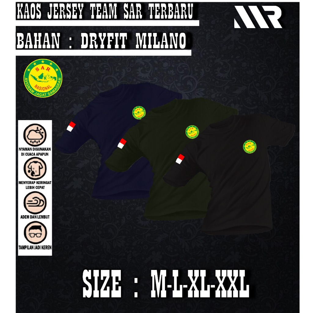 Kaos team sar / kaos Jersey team sar Dryfit embos / SAR NASIONAL terbaru 2025