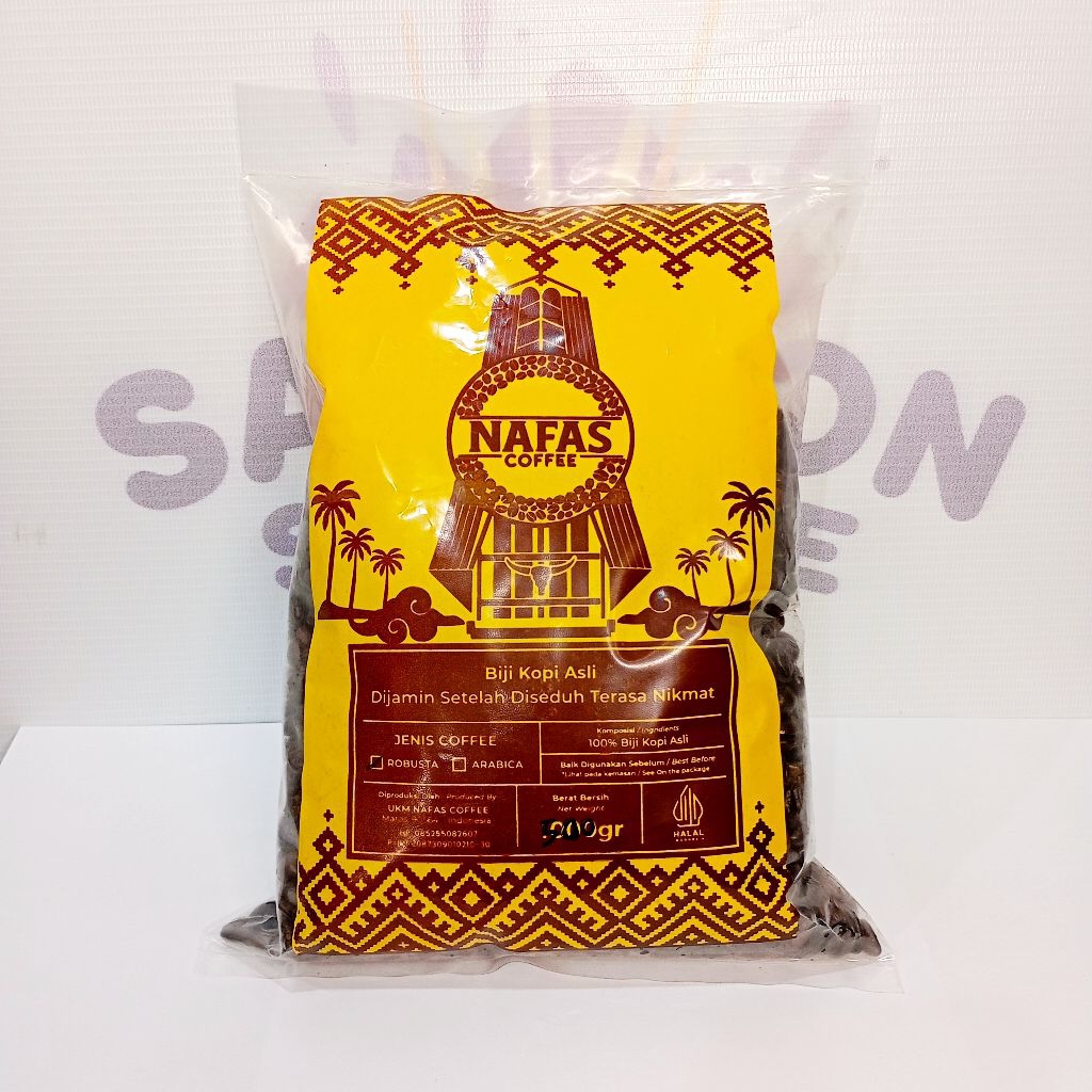 

Nafas Coffee Robusta 500Gram, Biji Kopi Sangrai 100% Asli