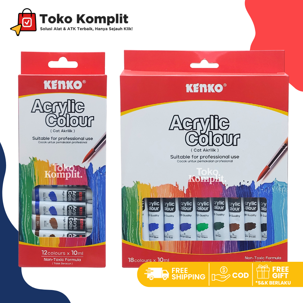 

Komplit - Cat Acrylic/Acrylic Colour Kenko 12/18 Warna
