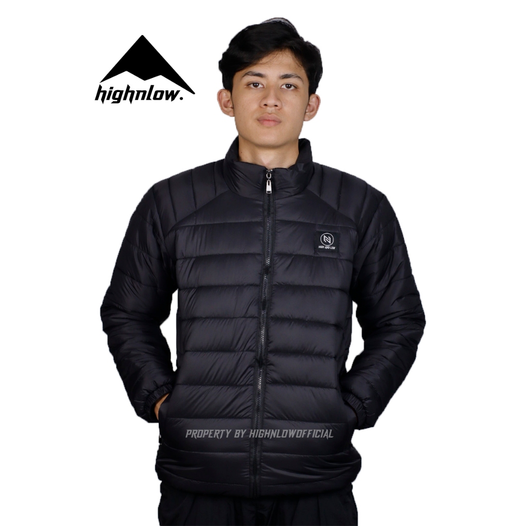 High And Low Jaket Gelembung Tebal Jaket Hangat Jaket Motor Jaket Musim Dingin Hitam