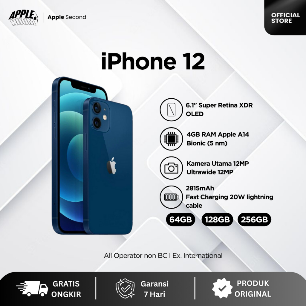 Apple iPhone 12 64GB/128GB Second Original, Bergaransi