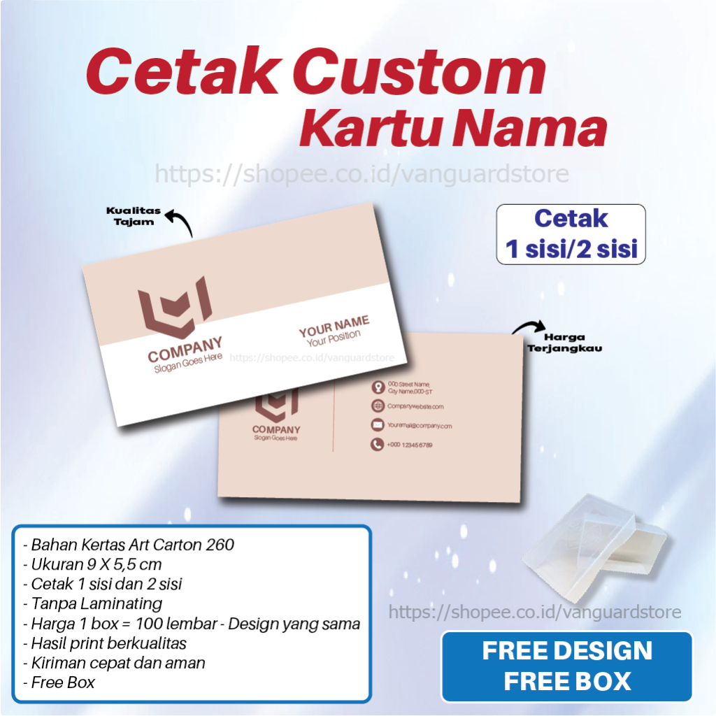 

Cetak Custom Kartu Nama Card Bisnis Usaha 1 Box Isi 100 Pcs Free Box Custom Kartu Nama