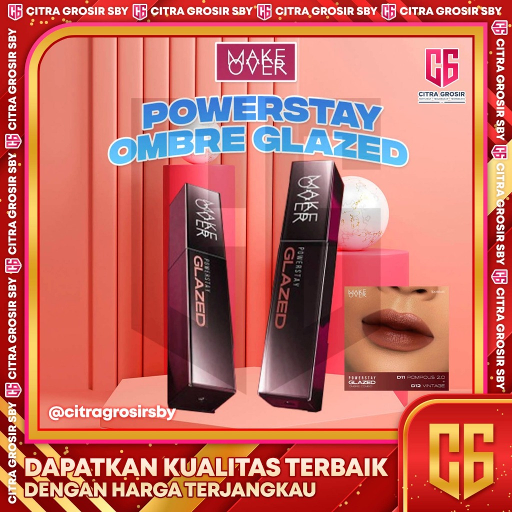 Paket Ombre Gloss 24H Uncrackable Make Over Powerstay Glazed Lock Lip Pigment || Make Over Ombre