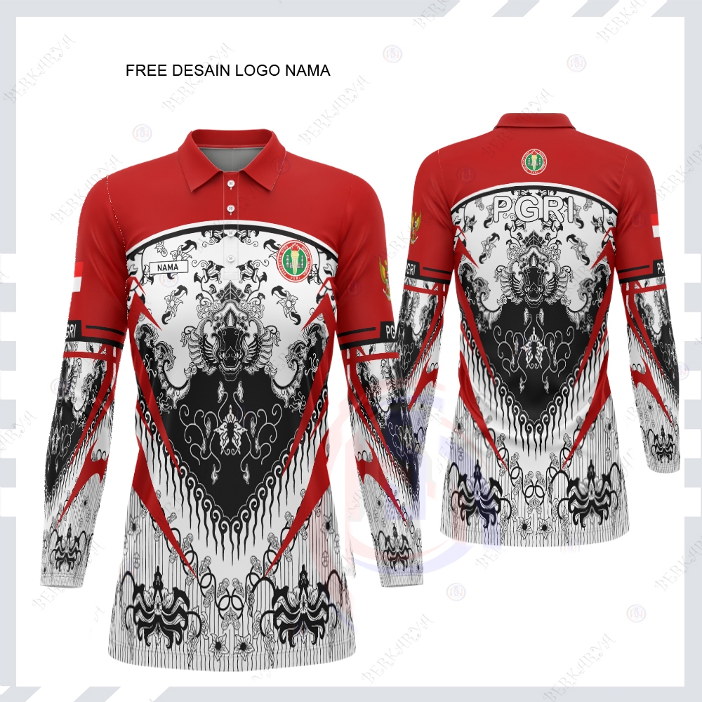 Baju Tunik Seragam PGRI / Jersey PGRI / Baju Guru PGRI Berkerah / Jersey Guru PGRI Printing