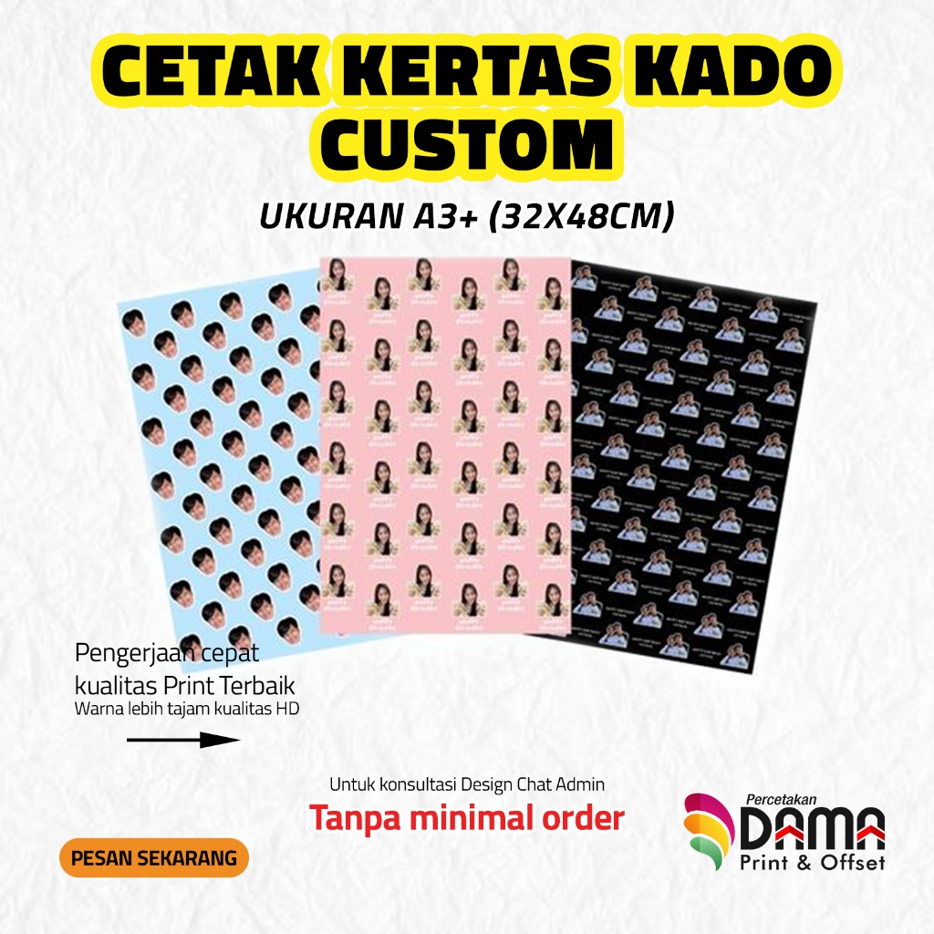 

Cetak Kertas Kado Custom Muka Suka Suka / Kertas Kado Custom